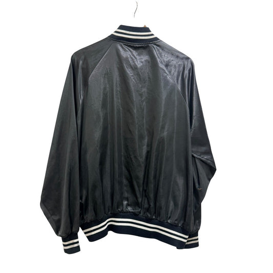 Vintage Harley Davidson Satin Bomber Jacket Black USA Made XL Snap Front Biker Jacket Retro