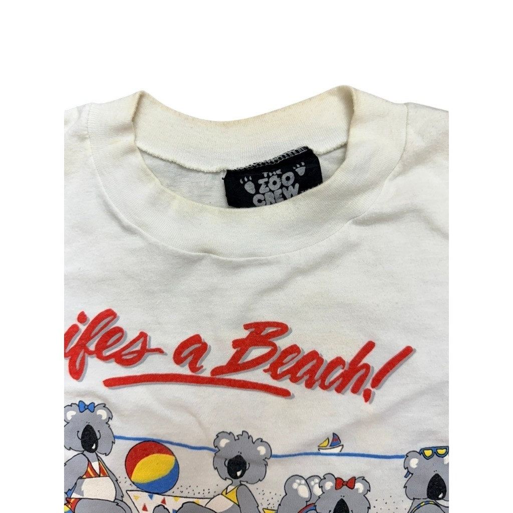 Vintage 1986 “Life’s a Beach” Koala Graphic Tee | 80s Zoo Crew Shirt M/L