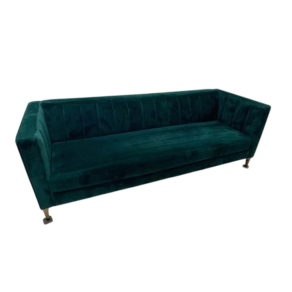 Emerald Velvet Statement Sofa with Brass Legs