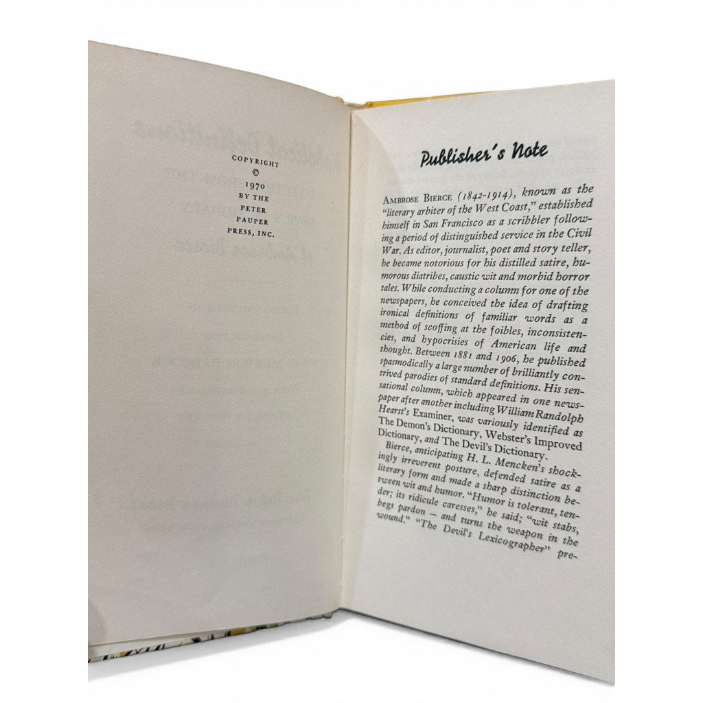 Vintage 1970 Diabolical Definitions by Ambrose Bierce – Peter Pauper Press Dark Humor Book