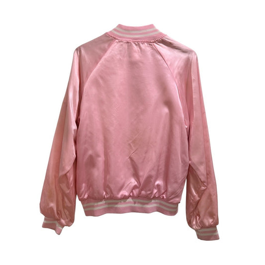 Pink Satin Bomber Jacket