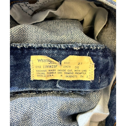 Vintage Wrangler Jeans 27x36 – Made in USA – High Waisted Dark Wash Denim – 80s Straight Leg Western Jeans