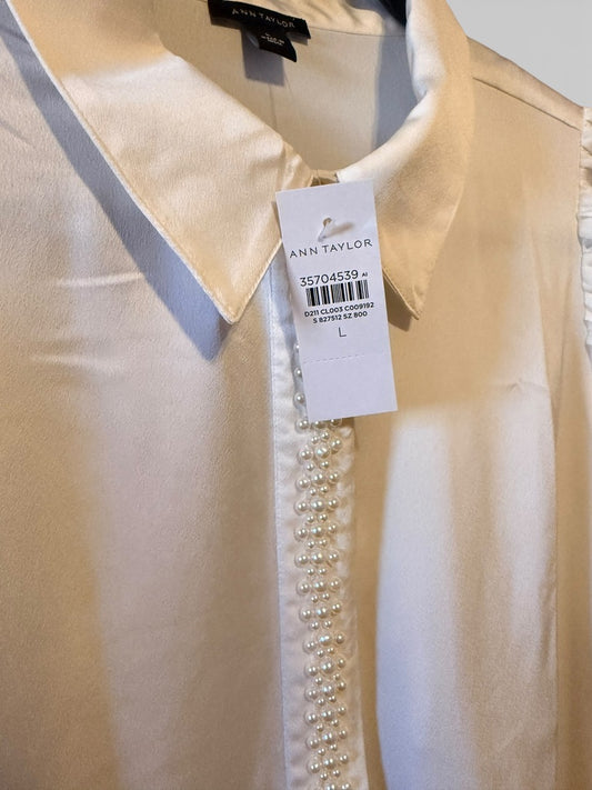 Ann Taylor Pearl Detail Blouse – Large – NWT