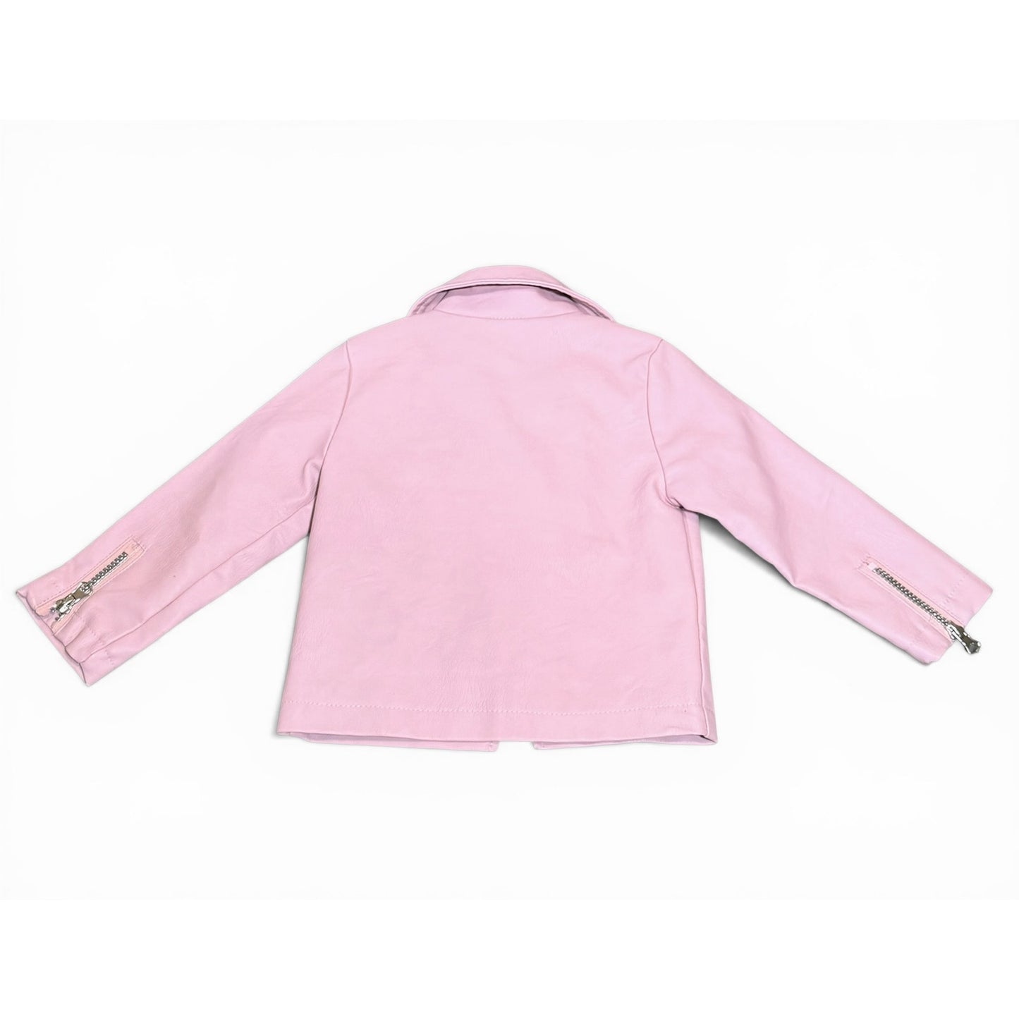 Y2K Little Lass Pink Faux Leather Moto Jacket Toddler 2T Biker Style