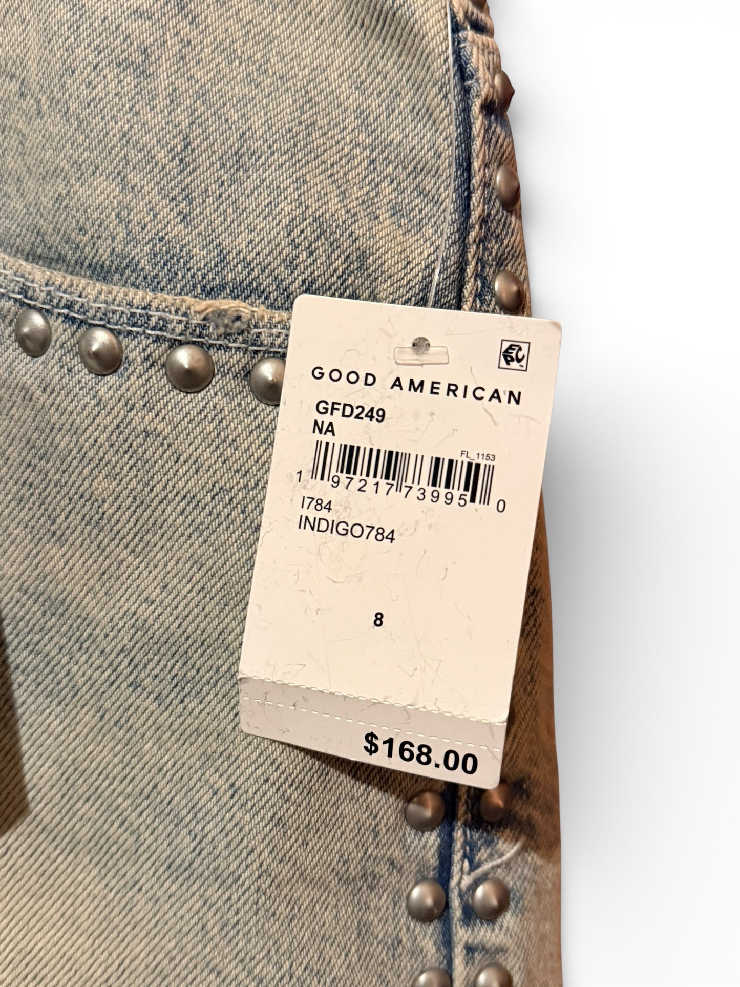 Good American 90s Studded Shorts - Indigo - Size 8 - NWT