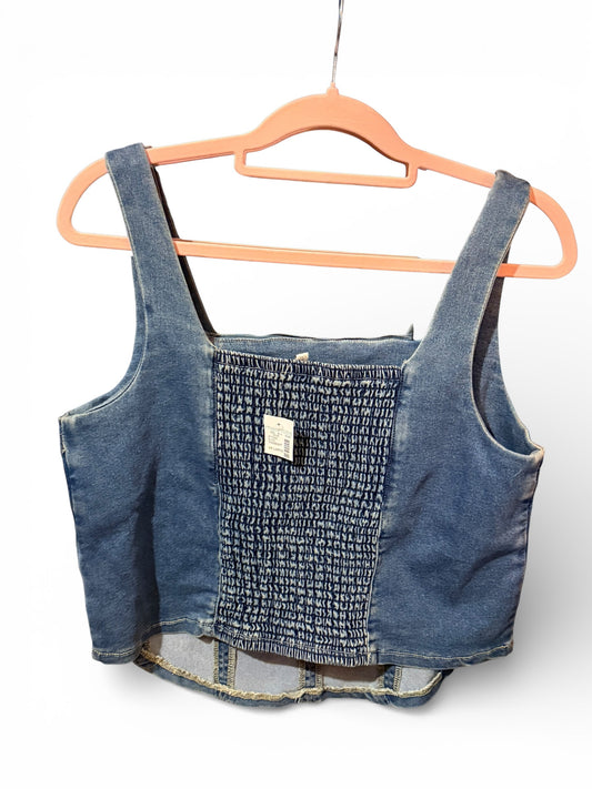 Maurices XXL Smocked Denim Crop Tank Top NWT