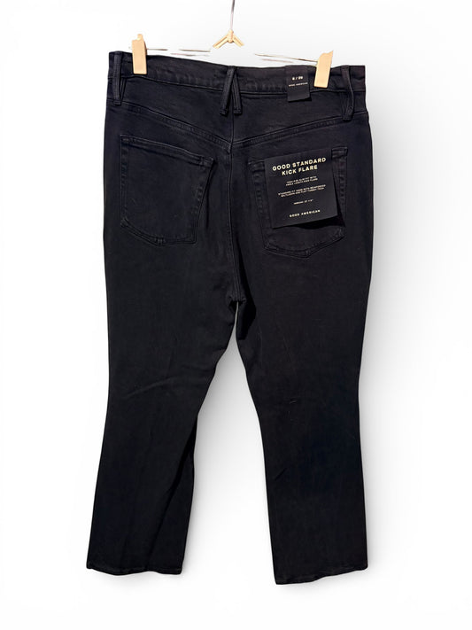 Good American Good Standard Kick Flare Jeans – Black 390 – Size 8 – NWT