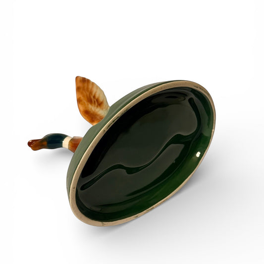 Vintage Mallard Ashtray | Glazed Ceramic Duck Figurine