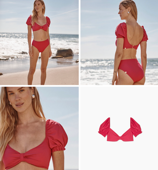 Summersalt The Puff Sleeve Bikini Top and High Rise Bottoms - Color: Spritz NWT