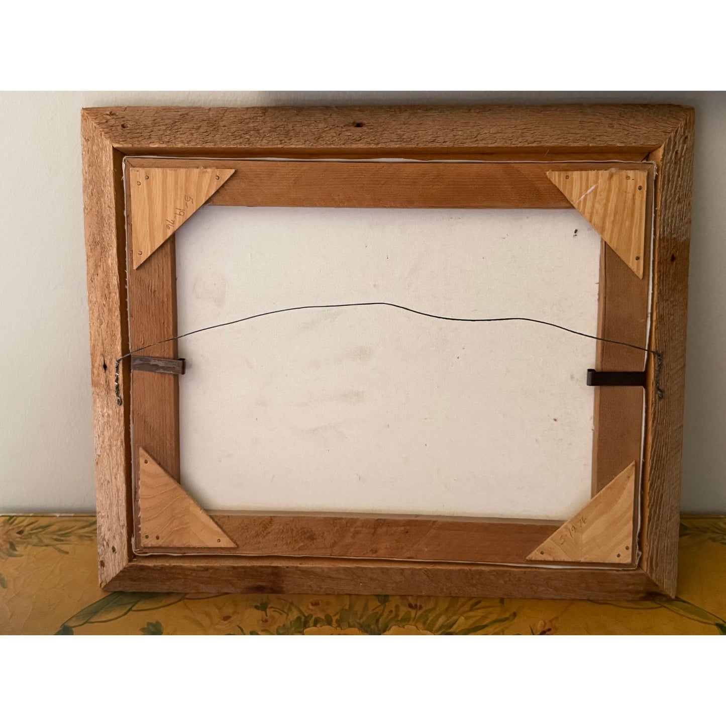Vintage Flower Painting with Wooden Frame 21.5 x 18
