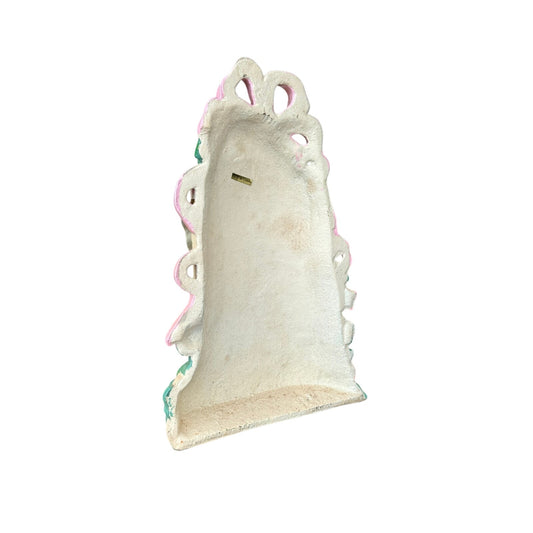 Vintage 1980's Cast Iron Birdcage Doorstop – Floral Pastel Cottagecore Decor