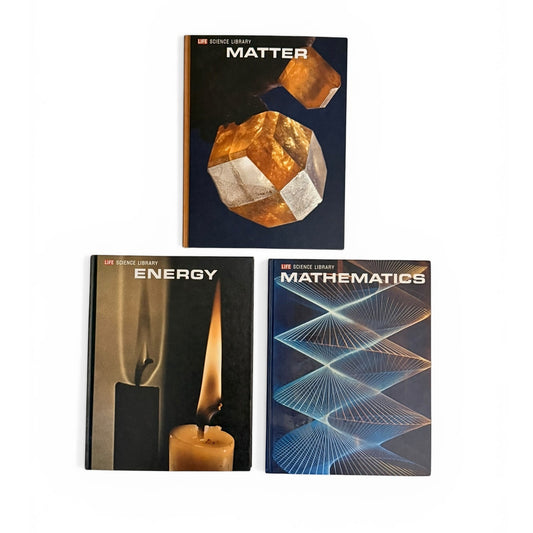 Vintage LIFE Science Library Book Set (1960s) – Matter, Energy, Mathematics – Mid Century Decor Stack