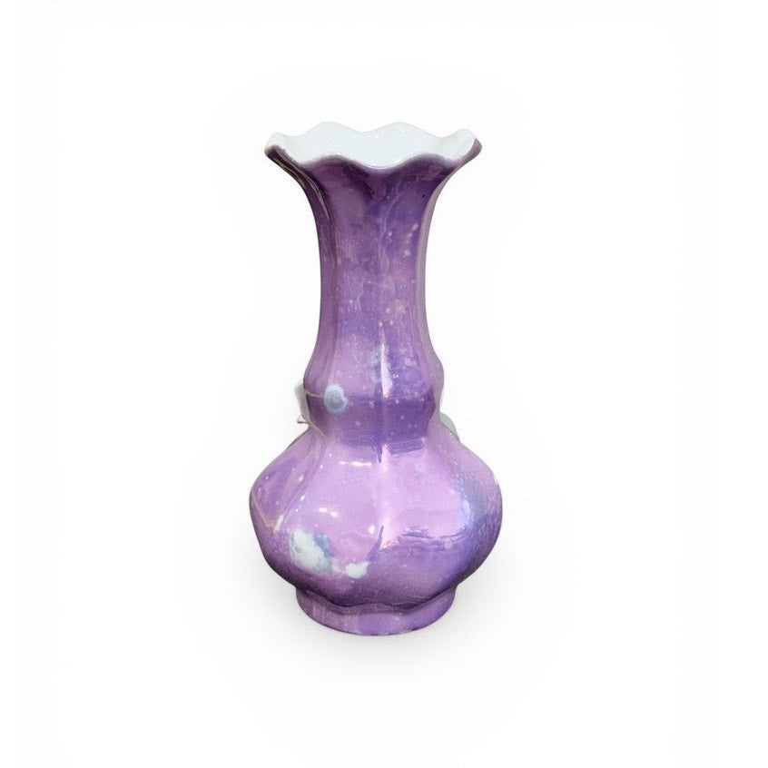 Vintage Purple Porcelain Vase w/ Applied Roses – Japan Style Floral Bud Vase