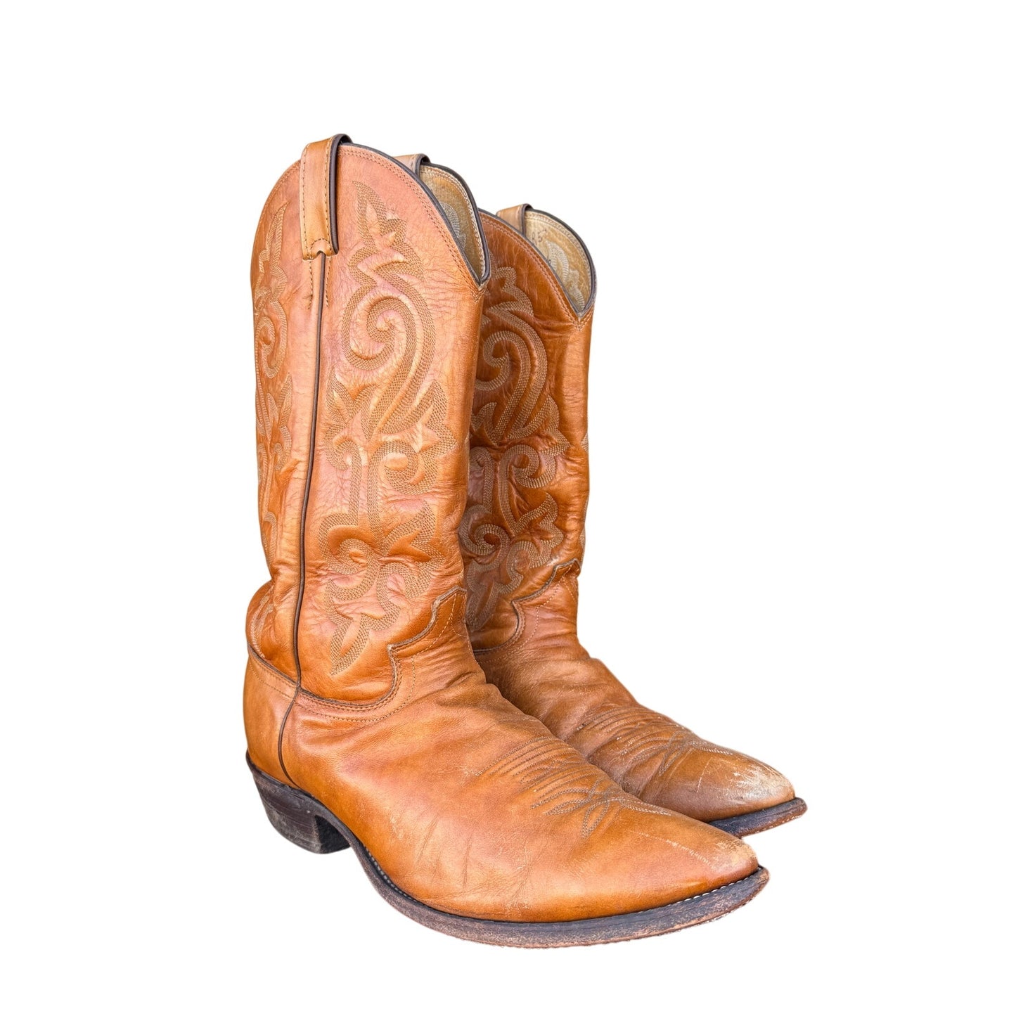 Vintage Justin Tan Leather Boots | Women’s Size 12 B | Classic Western Cowboy Boots | Made in USA