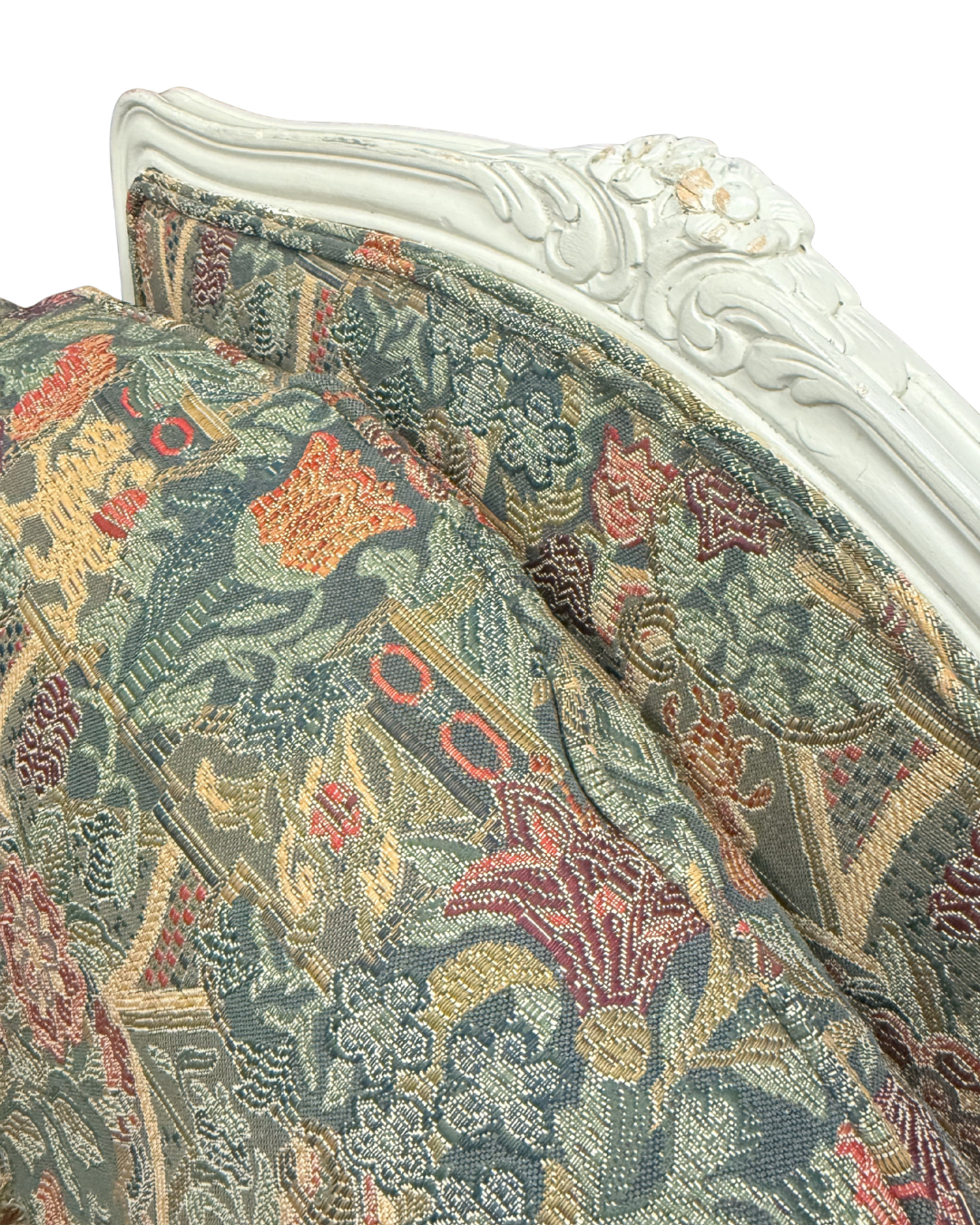 Vintage French Provincial Tapestry Chair & Ottoman