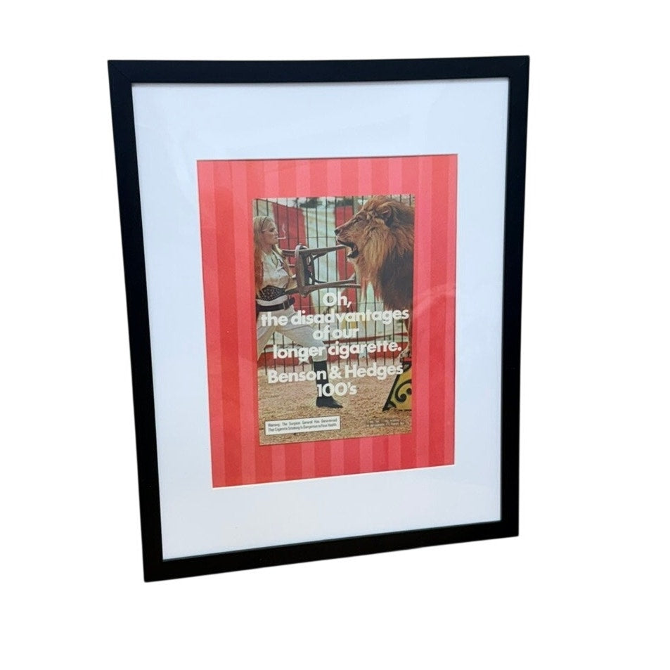 Vintage Benson & Hedges 100’s Advertisement – Circus Lion Retro Wall Art Framed