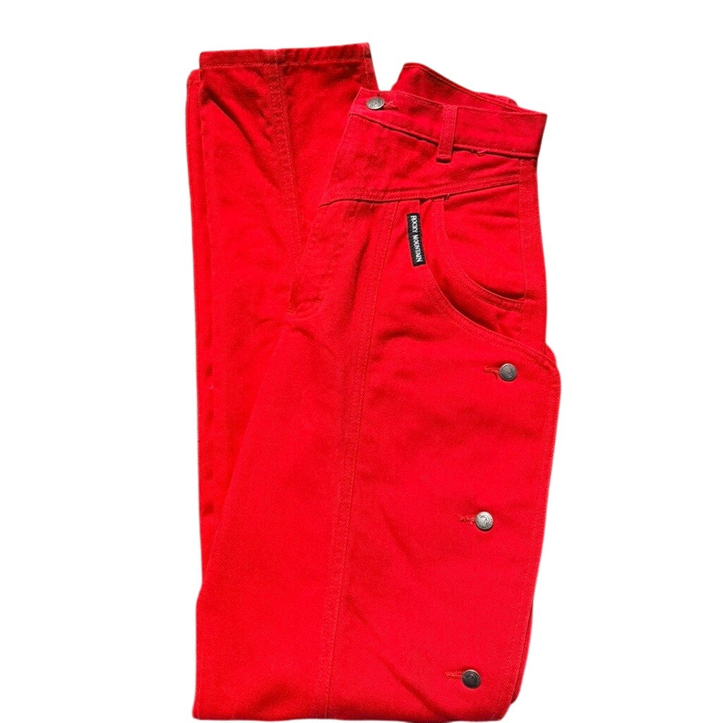 Vintage Rocky Mountain Red Western Jeans Snap Panel High Rise 80s USA 27x36