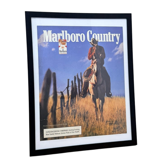 Vintage Marlboro Country Cowboy Ad Print Frame – Western Americana Art