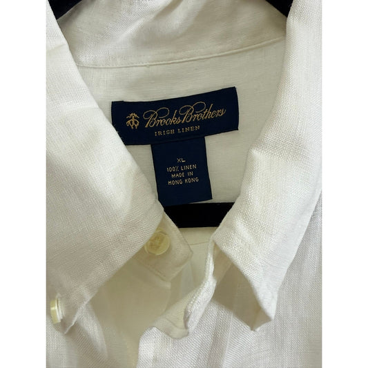 Brooks Brother White Irish Linen Men's Button Up Shirt - XL