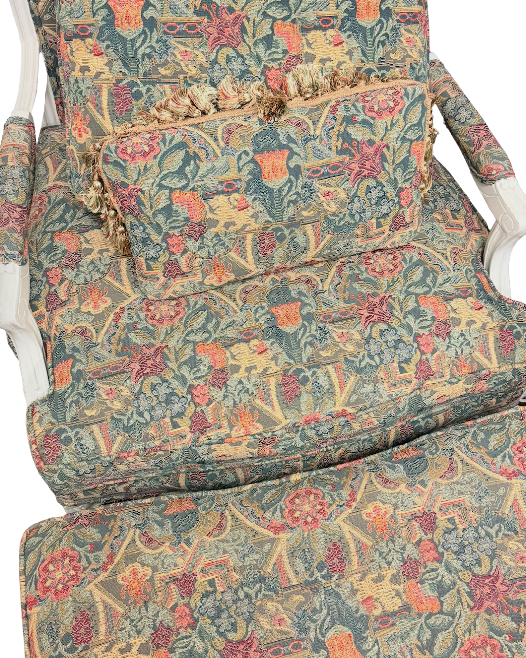 Vintage French Provincial Tapestry Chair & Ottoman