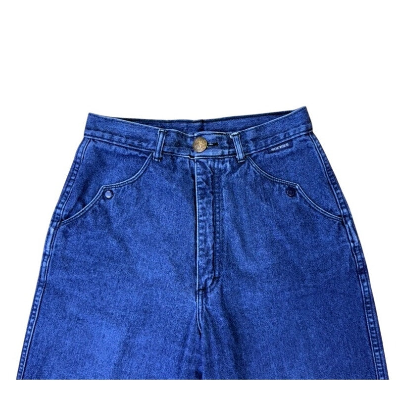 Vintage Rockies Jeans 30x11 – High Waisted Western Denim – Dark Wash Straight Leg Mom Jeans