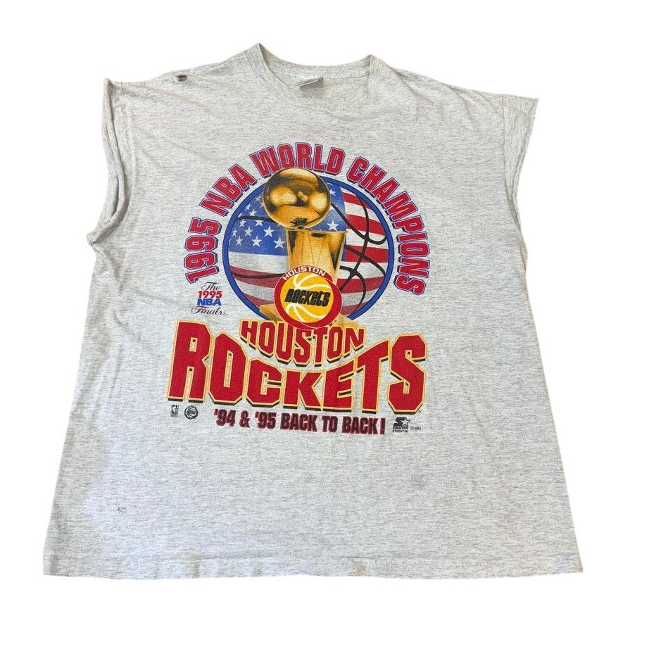 Vintage 1995 Houston Rockets NBA Champions Starter Tee XXL Sleeveless Back to Back Shirt