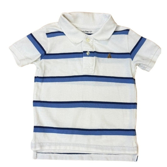 Baby Gap Toddler Polo Shirt Size 4 Blue White Striped Classic Logo Preppy Kids Top