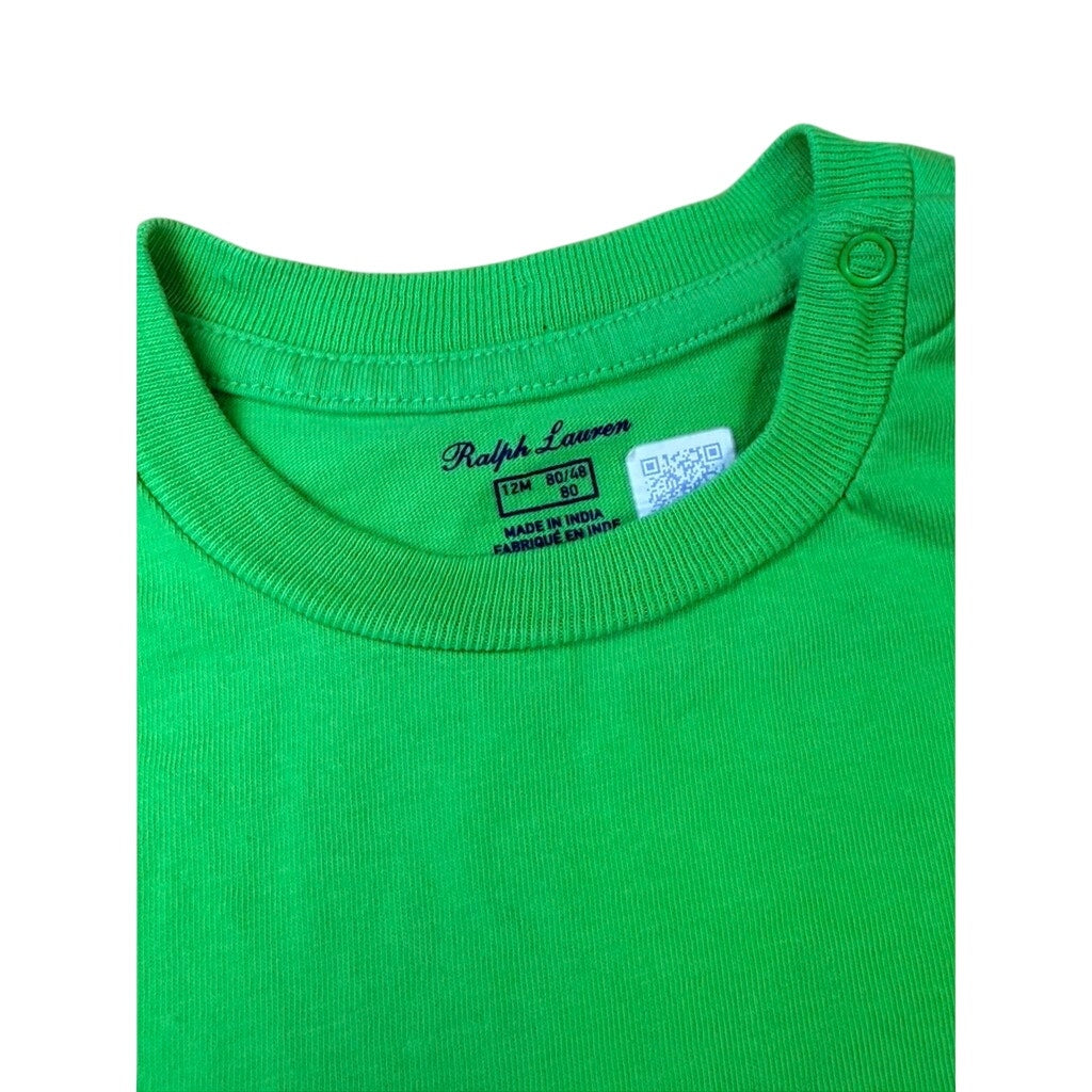 Ralph Lauren Baby Green T-Shirt 12M Classic Pony Logo Cotton Short Sleeve Tee