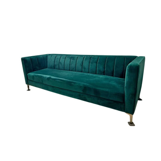 Emerald Velvet Statement Sofa with Brass Legs
