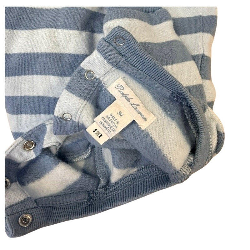 Ralph Lauren Baby Blue Striped Footed Romper 3M Polo Pony Infant Sleeper