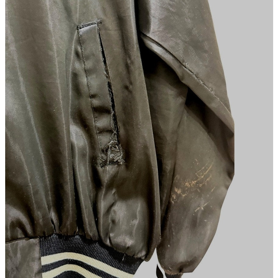 Vintage Harley Davidson Satin Bomber Jacket Black USA Made XL Snap Front Biker Jacket Retro