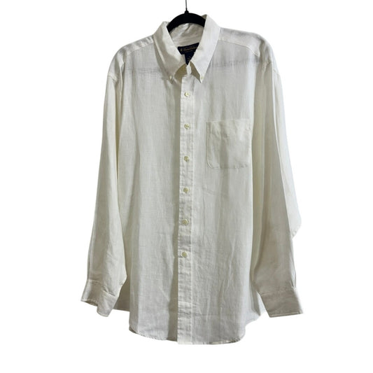Brooks Brother White Irish Linen Men's Button Up Shirt - XL