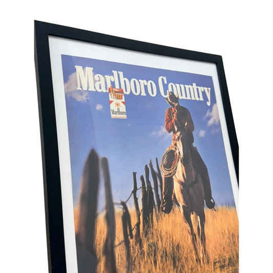 Vintage Marlboro Country Cowboy Ad Print Frame – Western Americana Art