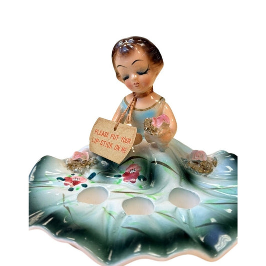 Vintage 1950s Wales Lady Lipstick Holder – Japan Ceramic Vanity Organizer
