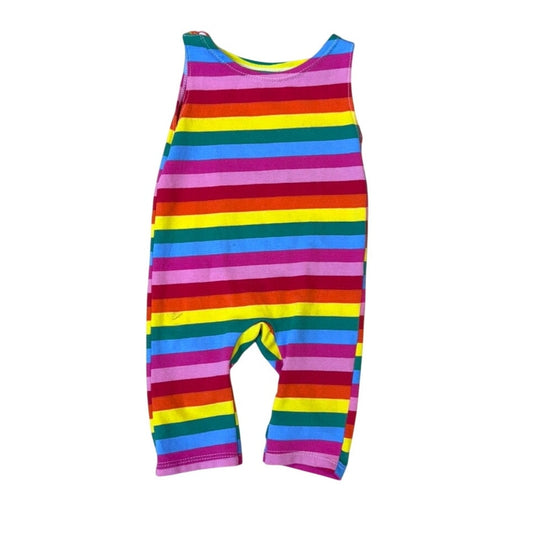 Baby Rainbow Stripe Romper 12-18M Bright Multicolor One Piece Summer Outfit Retro Style