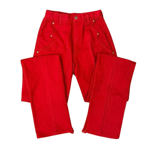 Vintage Roper Red Western Jeans – Made in USA 100% Cotton – High Waist Rodeo Pants – XS / Size 5