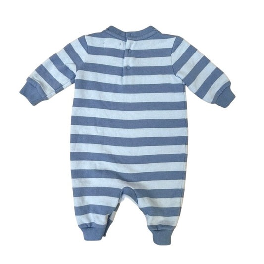 Ralph Lauren Baby Blue Striped Footed Romper 3M Polo Pony Infant Sleeper