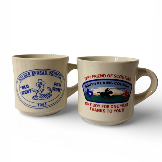 Vintage Boy Scouts Council Mugs | Friend of Scouting & Golden Spread (Set of 2)