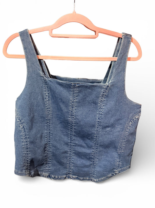 Maurices XXL Smocked Denim Crop Tank Top NWT