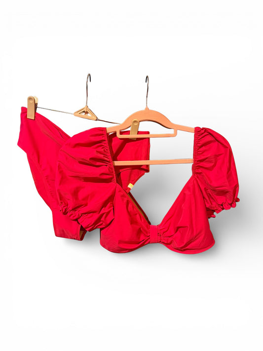 Summersalt The Puff Sleeve Bikini Top and High Rise Bottoms - Color: Spritz NWT