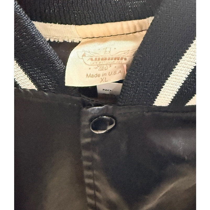Vintage Harley Davidson Satin Bomber Jacket Black USA Made XL Snap Front Biker Jacket Retro