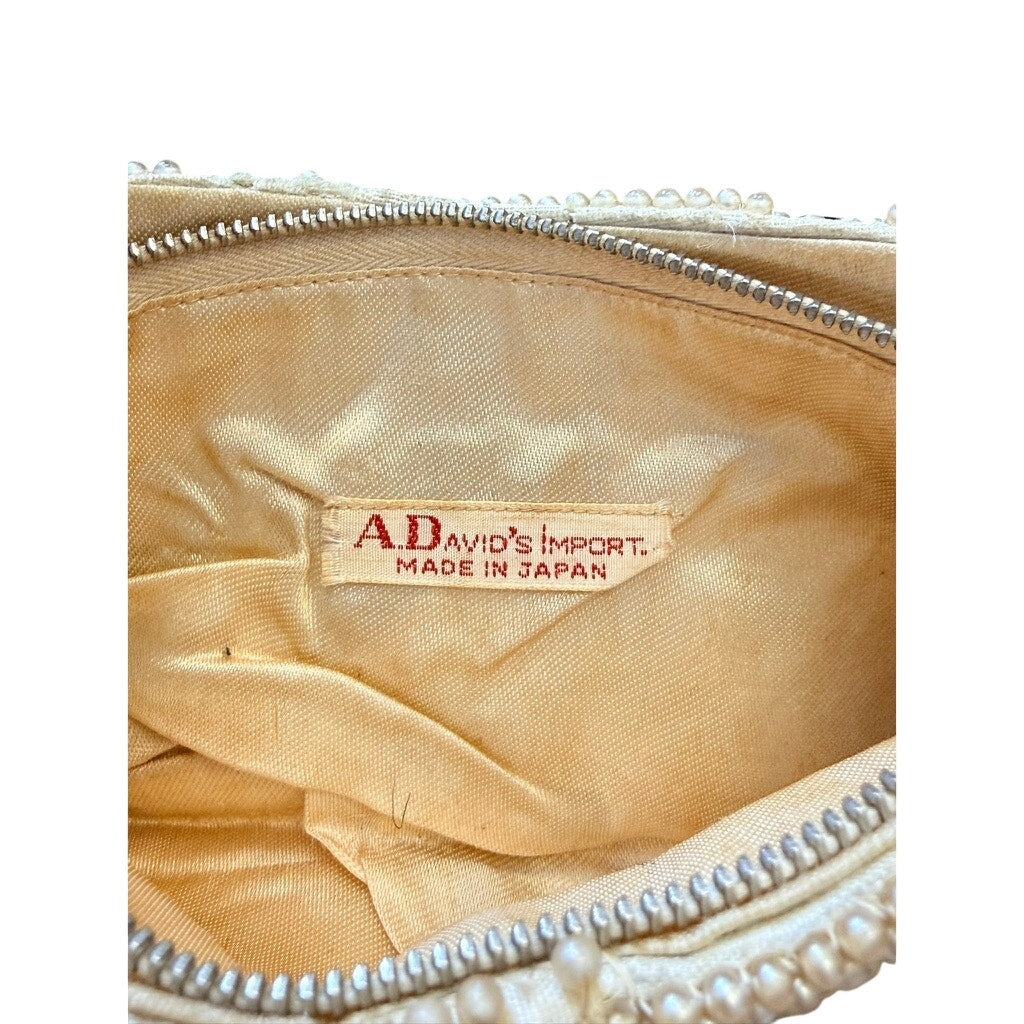 Vintage Beaded Pearl Bow Small  Clutch – A. David’s Import Japan – 1960s/70s