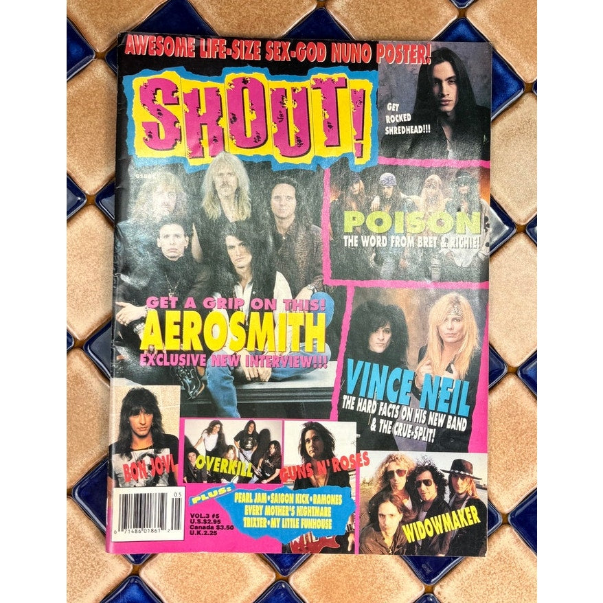 Vintage 90's SHOUT! Magazine Aerosmith Poison Vince Neil Guns N’ Roses