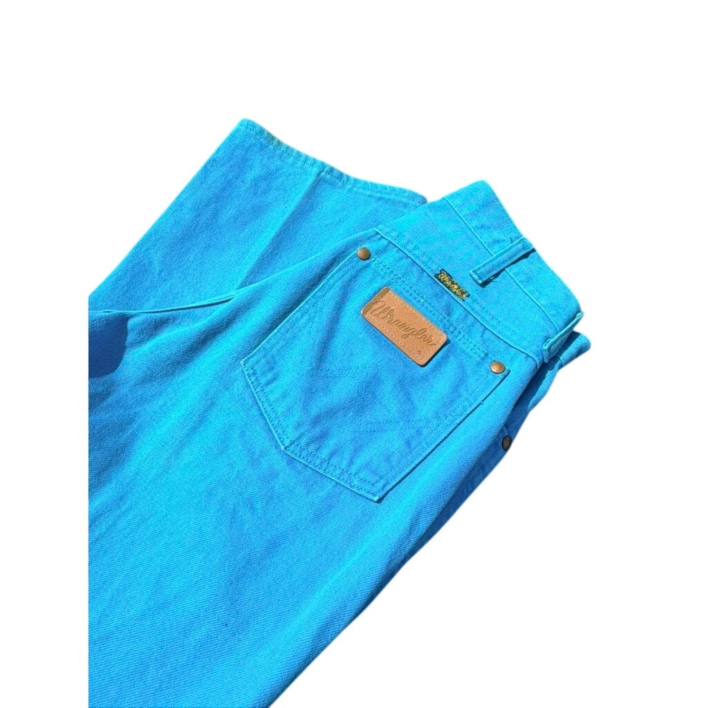 Vintage Wrangler Blue Denim Jeans Made USA High Rise Straight Leg 90s 26x36