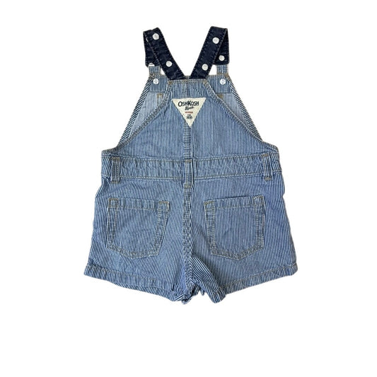 OshKosh Striped Short Overalls 18M Railroad Stripe Denim Romper