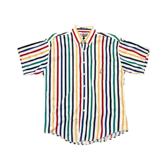 Vintage Chaps Ralph Lauren Striped Button Down Shirt | Multicolor Vertical Stripe | Size Large