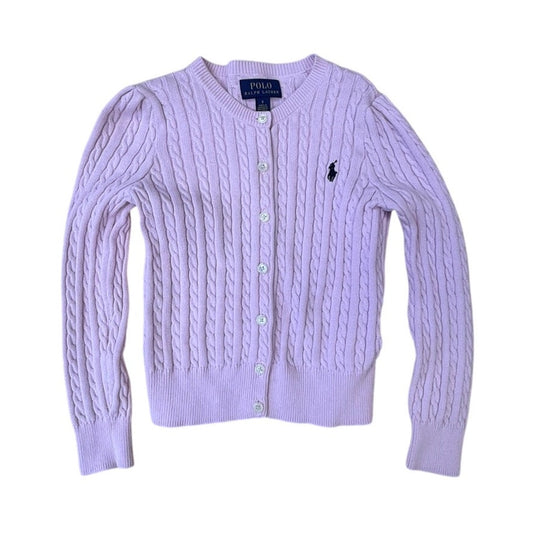 Polo Ralph Lauren Girls Pink Cable Knit Cardigan Size 5 Classic Preppy Sweater