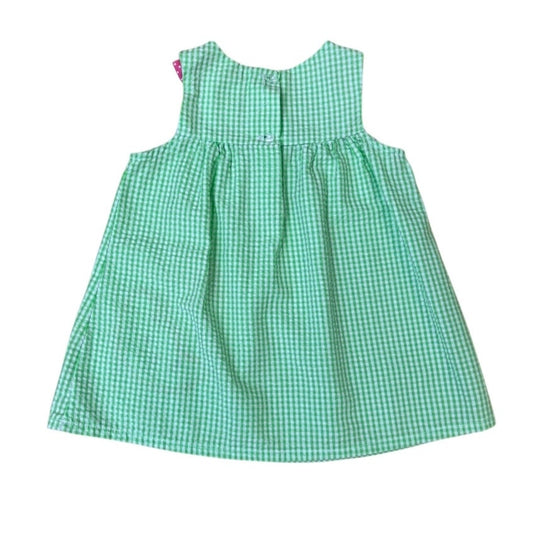 Rare Editions Baby Girl Watermelon Dress 18M Green Gingham Pink Bow Summer Outfit