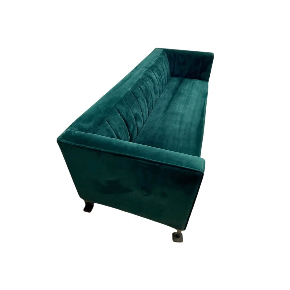 Emerald Velvet Statement Sofa with Brass Legs