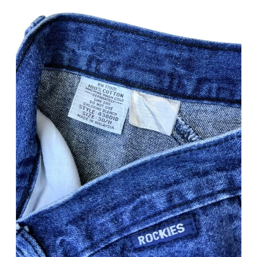 Vintage Rockies Jeans 30x11 – High Waisted Western Denim – Dark Wash Straight Leg Mom Jeans